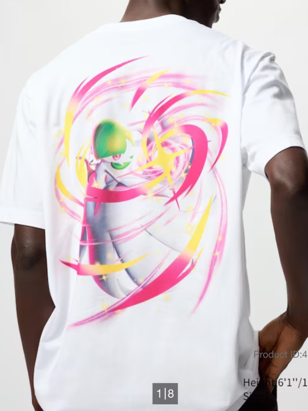 Uniqlo White Pokémon Gardevoir Graphic Tee with Pink and Yellow Swirls